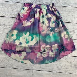 Maurices sz XS Skirt Hi Low Short Length Floral Print Lined Watercolor Pull On
